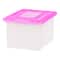 IRIS Pink & Clear Snap Tight Plastic File Organizer Box, 4ct.